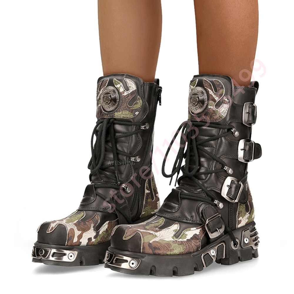 Leather Classic Strap - Sepatu Bot Pendek Punk Rock Motif